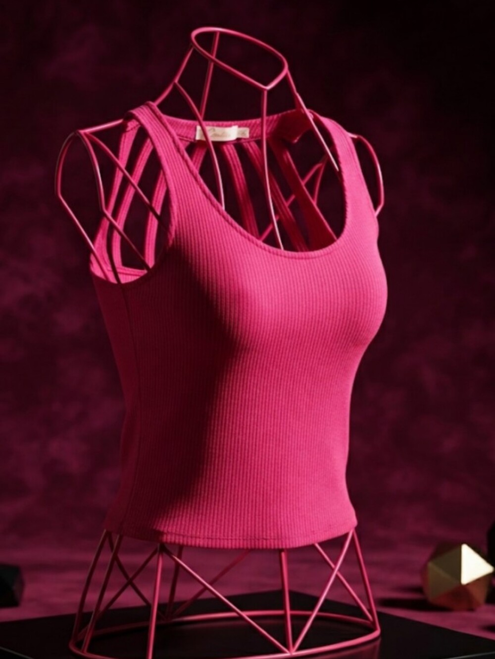 Candie's Ribbed Tank Top in Fuchsia Pink